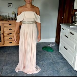 ASOS pink off the shoulder dress with beading size 2